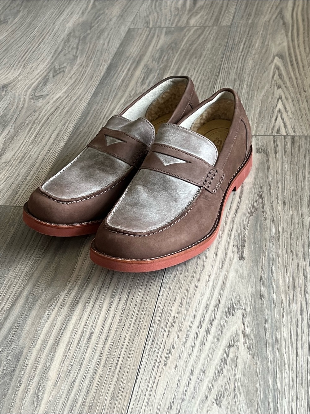 UGG Two-Tone Brown and Light Gray Penny Loafers
